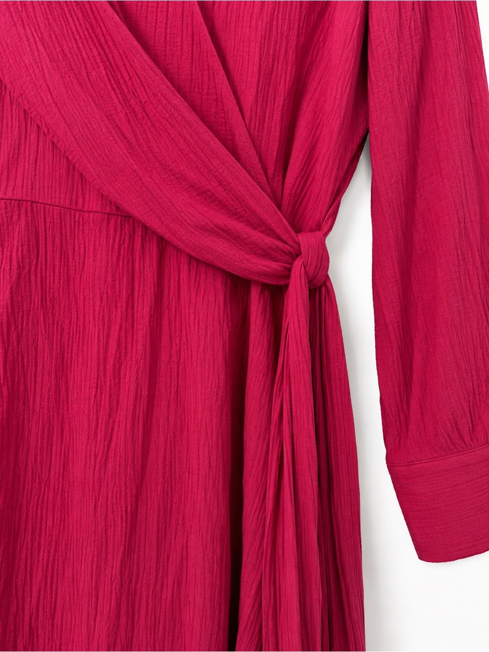 NWT Zara Fuchsia Pink Wrap Mini Dress Long Sleeve Size L - Picture 4 of 6